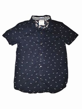 Boys Navy Button Up Short Sleeve